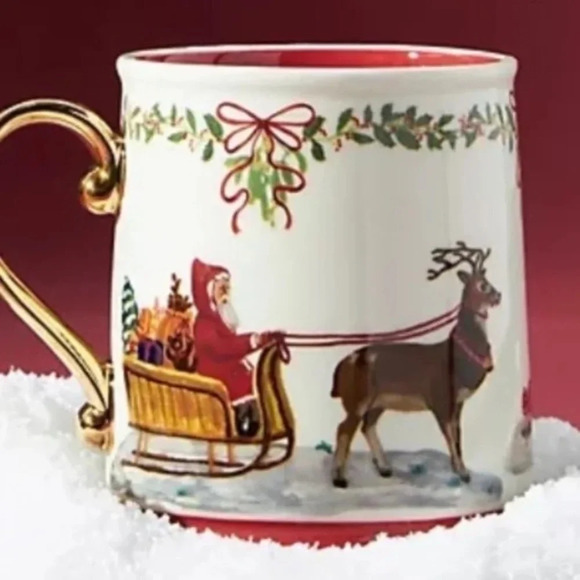 NWT Anthropologie Nathalie Lete Santa Sleigh Christmas Mug - Picture 2 of 2